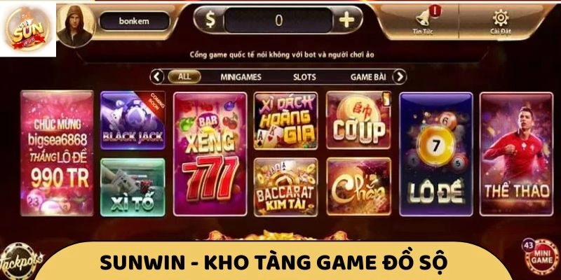 Kho tàng game đổi thưởng đồ sộ của Sunwin